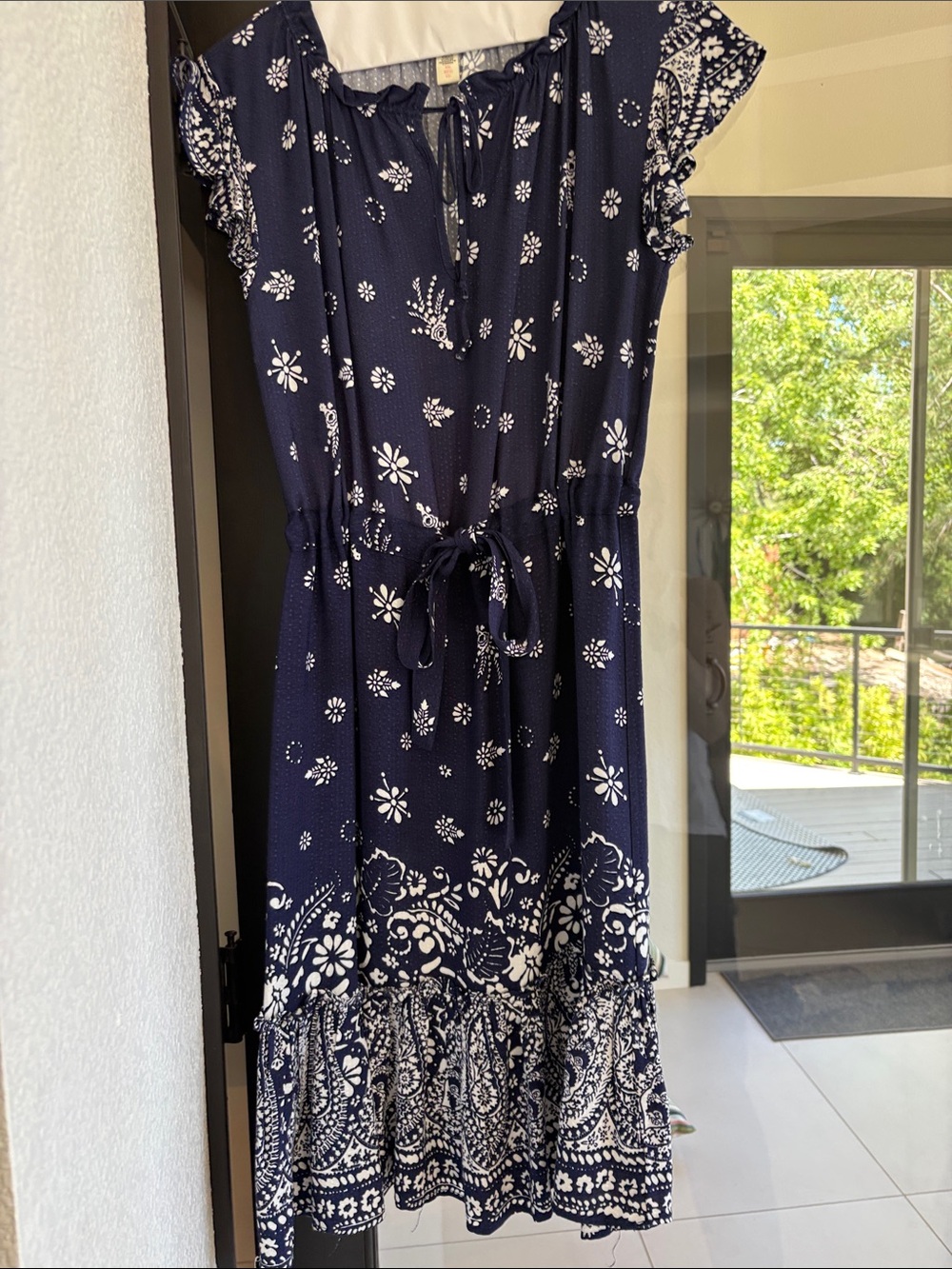 Ella Moon Navy Floral Tie-Waist Dress